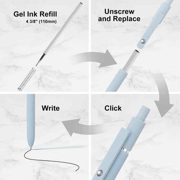 6 Pack Cute Gel Pens, Retractable Quick Dry Gel Ink Pen, Fine Point 0.5mm Black - Picture 3 of 7